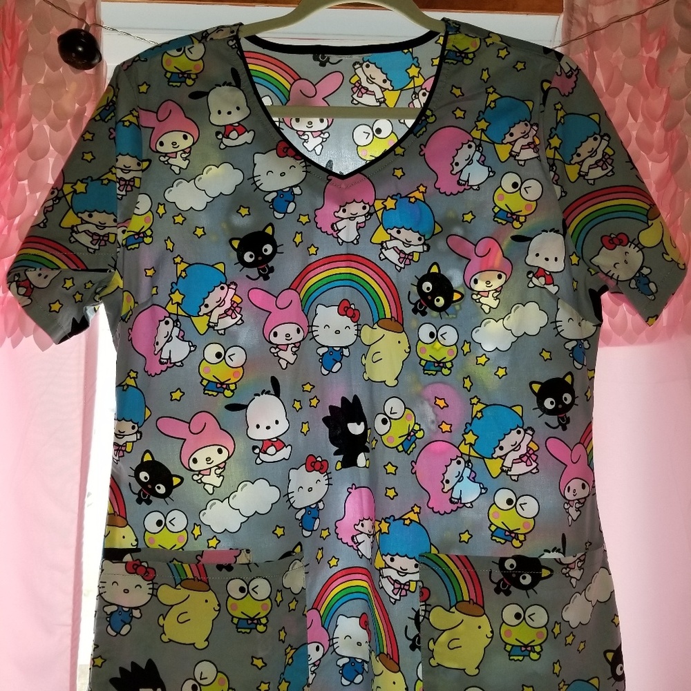 NEVER WORN HELLO KITTY UNIFORM/SCRUB TOP